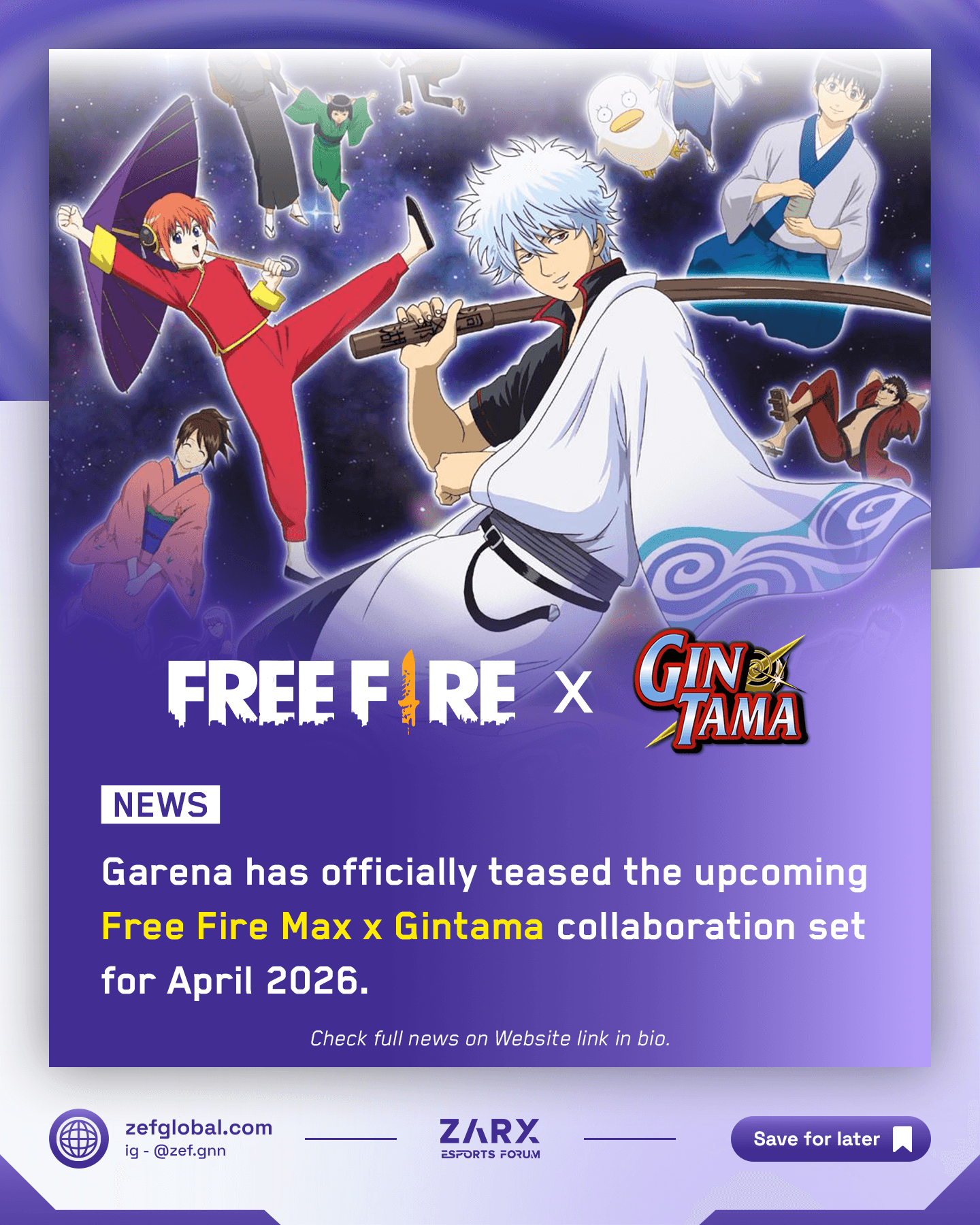 Free Fire MAX x Gintama Collaboration Officially Teased for April 2026